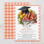 卒業パーティー エビのボイル ご招待 招待状 (正面/裏面)