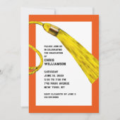 卒業パーティー オレンジ色の招待状 招待状 (正面)