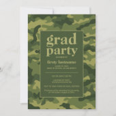 卒業パーティー – グリーン迷彩柄プリント卒業パーティー 招待状 (正面)