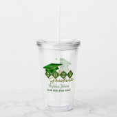 卒業パーティー グリーン ゴールド パーソナライズ アクリルタンブラー (正面)
