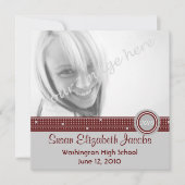 卒業パーティー - グレーとマルーンの招待状 招待状 (正面)