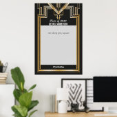 卒業パーティー ゴールドとブラックの写真撮影フレーム ポスター (ホームオフィス)