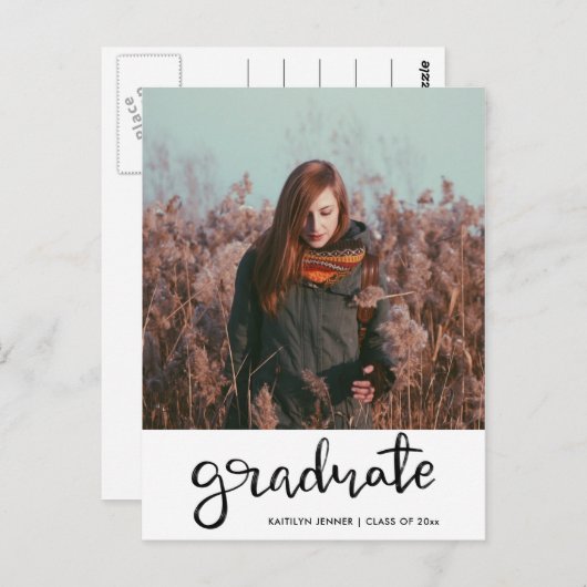 卒業パーティー |スクリプトで日付写真を保存 ポストカード (正面/裏面)