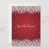 卒業パーティー スパークリング グリッター レッド 招待状 (裏面)