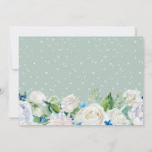 卒業パーティー セージグリーン 青 白 花柄 招待状 (裏面)