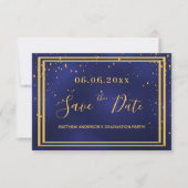 卒業パーティー ネイビーブルー ゴールド セーブザデート (正面)