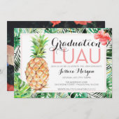 卒業パーティー ハワイアン パイナップルトロピカル 写真付き 招待状 (正面/裏面)