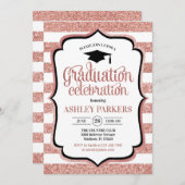 卒業パーティー – バラ金ゴールドホワイト 招待状 (正面/裏面)