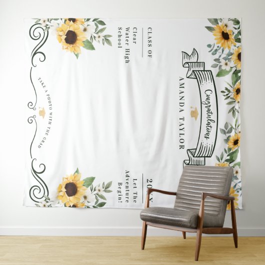 卒業パーティー フォトブース ひまわり タペストリー (インサイチュ(横))