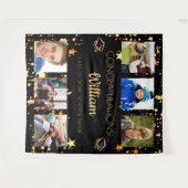 卒業パーティー ブラック ゴールド 卒業写真 コラージュ タペストリー (正面(横))