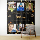 卒業パーティー ブラック ゴールド 卒業写真 コラージュ タペストリー (インサイチュ)