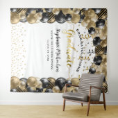 卒業パーティー ブラック ゴールド 風船 ストリーマー タペストリー (インサイチュ(横))