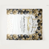 卒業パーティー ブラック ゴールド 風船 ストリーマー タペストリー (正面(横))