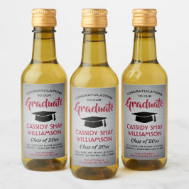 卒業パーティー ブラッシュドグレー レッド ブラック ミニ ワインラベル