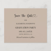 卒業パーティー モカ ベージュ 現代の Save the Date チラシ (裏面)