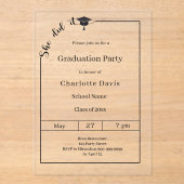 卒業パーティー モダン ミニマリスト 彼女、やり遂げた アクリル招待状 (正面)