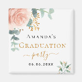 卒業パーティー ローズゴールド フラワーの保存日 マグネット (正面)