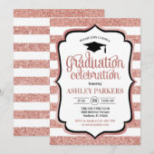 卒業パーティー - ローズゴールド ホワイト 招待状 (正面/裏面)