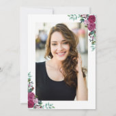 卒業パーティー ワインレッドの花柄フォトカード 招待状 (裏面)