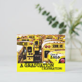卒業パーティー 学校バス 黄色の招待状 招待状 (スタンド正面)
