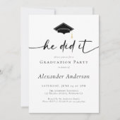 卒業パーティー 彼はやり遂げた フォト 招待状 (正面)