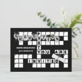 卒業パーティー/招待状パーソナライズ – クロスワード 招待状 (スタンド正面)
