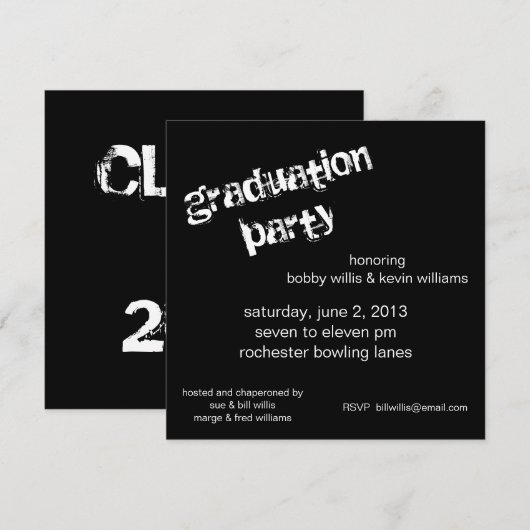 卒業パーティー 招待状 (正面/裏面)