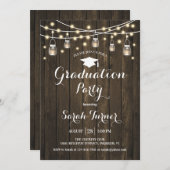 卒業パーティー – 素朴 Wood 招待状 (正面/裏面)