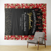 卒業パーティー 赤と金の風船 ストリーマー タペストリー (インサイチュ(横))