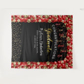 卒業パーティー 赤と金の風船 ストリーマー タペストリー (正面(横))