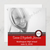 卒業パーティー-赤と黒の招待状 招待状 (正面/裏面)