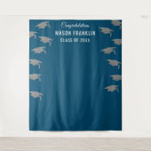 卒業パーティー 青い背景 フォトプロップ タペストリー (正面)