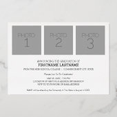 卒業パーティー(4枚の写真あり)ホワイト&金ゴールド 箔招待状 (裏面)