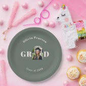 卒業パーティー Sage Green Pink アーチ 写真 ペーパープレート (パーティー)