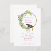 卒業パーティーin the Garden，ピンク 招待状 (正面/裏面)