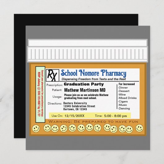 卒業パーティーRX 楽しいための処方箋 招待状 (正面/裏面)