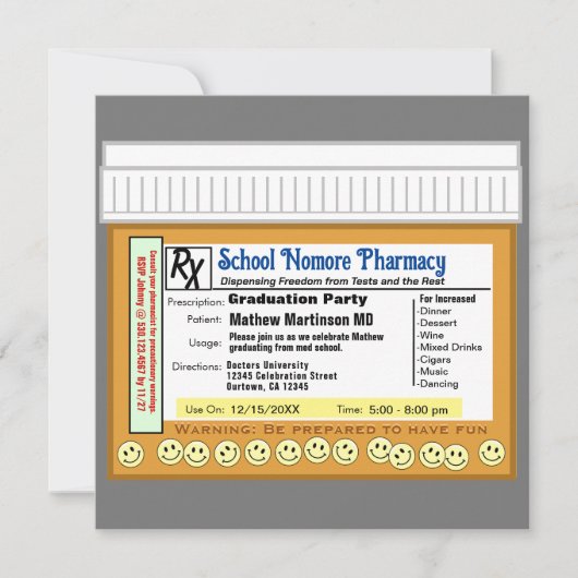 卒業パーティーRX 楽しく 招待状 (正面)