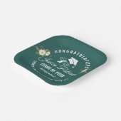 卒業パーティ名パーソナライズされたフローラ緑 ペーパープレート (傾斜あり)