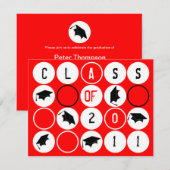 卒業パーティ招待状DOT191赤 招待状 (正面/裏面)