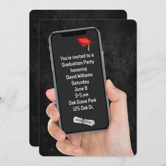 卒業パーティ文字メッセージ 招待状 (正面/裏面)