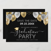 卒業パーティ日付の保存招待状 招待状 (正面/裏面)