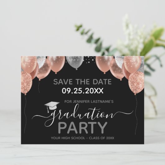 卒業パーティ日付の保存招待状 招待状 (スタンド正面)