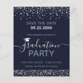 卒業パーティ日付予算の保存招待状 (正面)