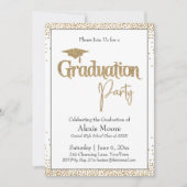 卒業パーティ縁どーの金ゴールド紙吹雪 招待状 (正面)