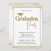 卒業パーティ縁どーの金ゴールド紙吹雪 招待状 (正面/裏面)