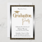 卒業パーティ縁どーの金ゴールド紙吹雪 招待状 (正面)