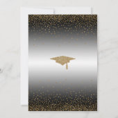 卒業パーティ縁どーの金ゴールド紙吹雪 招待状 (裏面)