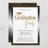 卒業パーティ縁どーの金ゴールド紙吹雪 招待状 (正面/裏面)