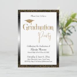 卒業パーティ縁どーの金ゴールド紙吹雪 招待状