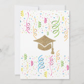 卒業パーティ金ゴールドグリッター日付の保存 招待状 (裏面)